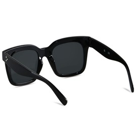 ANDWOOD Oversized Sunglasses for Women Big Large Square Wide Frame Shades Retro Trendy Fashion UV Protection 2 Pack Black Sun glasses