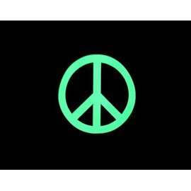 PEACE SIGN SYMBOL ~ Glow In The Dark Waterproof Vinyl Decal Sticker ~ SELECT A SIZE! ~ for Car Truck SUV Vehicle Wall Dorm Bedroom Laptop PC Case Cover Bumper Hood Play Game Room Unique Gift Present