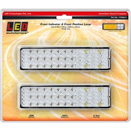 LED Autolamps 12V Front Indicator/Marker Lamp Twin Blister Pack, 285 mm Length x 25 mm Width x 10 mm Height