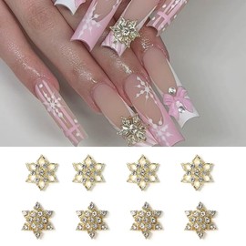 16 Pcs Christmas Nail Charms for Acrylic Nails Gold Nail Rhinestones Alloy Snowflake Xmas Hats Tree Bell Nail Gems 3D Nail Charms Holiday Nail Art Supplies Women Girls Winter Nail Decorations