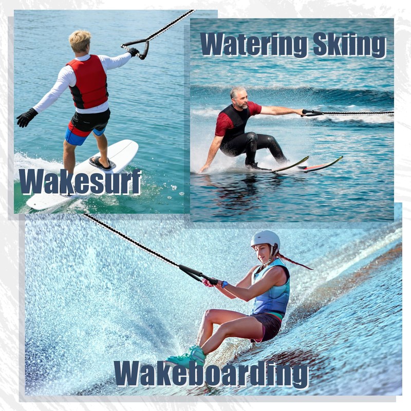 Vortexain Wakesurf Rope with Handle, 25ft 5-Section Adjustable Floating Water