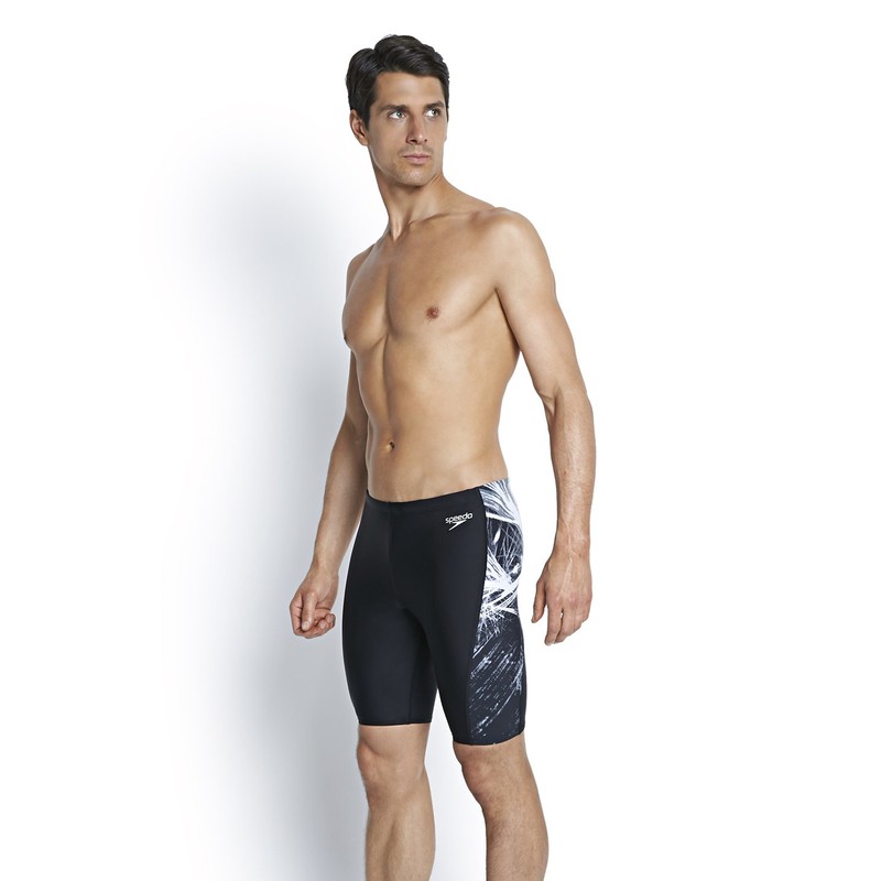 Speedo Men's Placement Curve Panel Print 33 Jammer - Black/USA