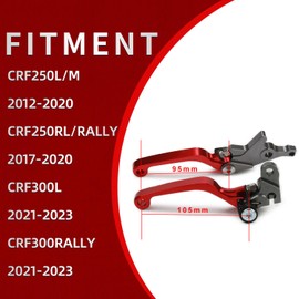 IUVWISN Brake Clutch Lever CNC for CRF300L CRF300RALLY 21-25 CRF250L/M 12-20 CRF250RL CRF250RALLY 17-23, Dirt Bike Brake Levers Adjustable Set for CRF300L Rally CRF250L Rally Red
