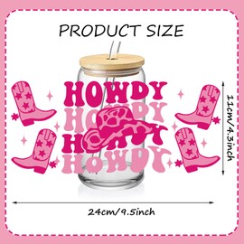 Whaline 8 Stück Western Cowgirl Cup Wrap Transfer Aufkleber Rosa Stiefel Hüte Wasserdicht Transferbecher Aufkleber Aufkleber für Glastassen DIY Handwerk