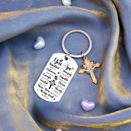 Lelekdo Inspirational Christian Gifts for Women Teen Girl Best Friend Religious Bible Gifts for Priests Mom Friends Bible Verse Cross Keychain