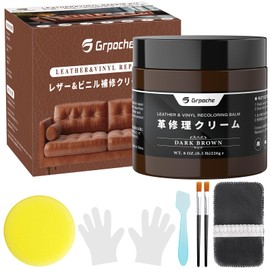 grpoche Leather Repair Kit, 200 g Leather Repair Cream Leather Restorer for Scratches, Faded Areas, Wear, Leather Care Filler for Car, Leather Steering Wheel, Sofa, Jacket, Purse, Brown