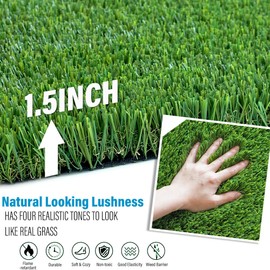 LITA Natural Thick Realistic Deluxe Artificial Grass Turf Customized Size 1 x 57 Feet, 1.5" Synthetic Lawn Perfect for Indoor/Outdoor Garden Lawn Landscape Fake Grass Rug