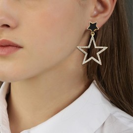 Star Dangle Earrings for Women Big Rhinestone Star Earrings Sparkly Star Earrings Dangling Prom Earrings Jewelry for Women Girls