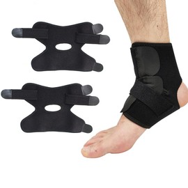 IKOPFLN Pack of 2 Ankle Brace, Adjustable Foot Bandage, Flexible Ankle Brace, Ultra Thin Ankle Brace, Comfortable, Right and Left Ankle, Men and Women (Black), red