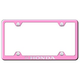 Au-TOMOTIVE GOLD Laser Etched Logo Stainless Steel Wide Body License Plate Frame for Honda (Pink)