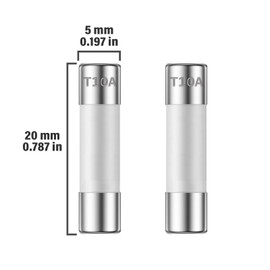 ALLECIN 10A 250V 5x20MM Slow Blow Ceramic Fuses 10 Amp 250 Volt 0.2 x 0.78 Inch Time Delay Tube Fuse T10AL250V (Pack of 10Pcs)