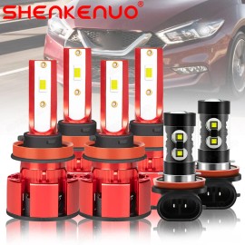 SHENKENUO For Toyota Tacoma 2016-2021 6000K LED Headlight High Low Beam Fog Light Bulb