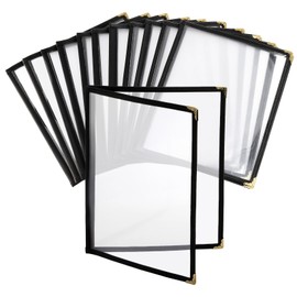 Nicunom Nicunom 12 Pcak Restaurant Menu Covers, 8.5 X 11 Inch Menu Covers, 2 Page 4 View Transparent Menu Holders for Bar Cafe Restaurant, Double Stitched Edge