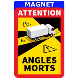 lepni.me Pack of 1 Magnetic Blind Spot Warning Sign Attention Angles Morts Sticker for Truck in France Strong Magnet Decal with UV Protection