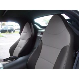 IGGEE, INC. for SATURN SKY 2007-2010 S.LEATHER CUSTOM FIT 2 FRONT SEAT COVERS BLACK/GREY