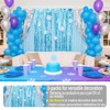 Extra Wide Blue Silver Foil Fringe Curtains, 9.9x6.5ft Birthday Decorations