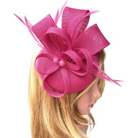 Awlsyj Women's Fascinators Pillbox Hat Bridal Wedding Church Cocktail Tea Party Derby Hat (Bead Rose Red)