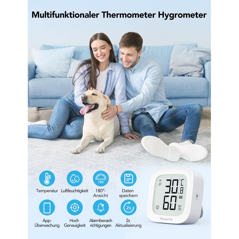 GoveeLife WLAN Hygrometer Thermometer, Digital Temperature and Humidity Meter Indoor