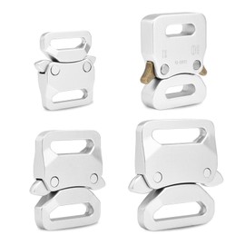 CooBigo 8 Pack Paracord Buckles for Bracelet,1/2 Inch, 5/8 Inch, 3/4 Inch, 1 Inch Metal Buckle Paracord Clasp Pet Collar Hardware Tactical Buckle Backpack Clips Parachute 550 Buckle(Silver)