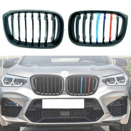 XOPIYAO X3 X4 Grille, M Color Gloss Black Compatible with 2018-2021 X3 X4 G01 G02 Front Kidney Grill, 2pcs Set Single Slat ABS Gloss Black