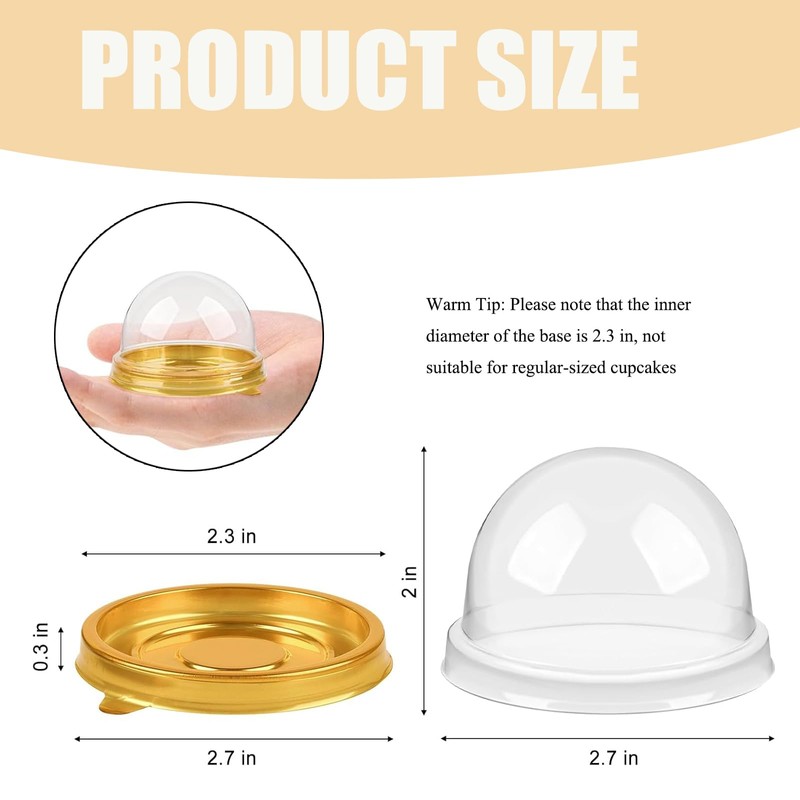 50 Pack 2 Inches Golden Mini Dessert Containers with See