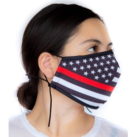 Headmost ComfyMax 3 Layer Fabric Facemask: Water Repellent, Washable & Breathable Face Mask (US Flag Black)