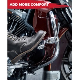 KEMIMOTO Motorcycle Highway Pegs Angled Adjustable Highway Foot Rest Footpegs for Road Glide Street Electra Glide Road King with 1.25" Engine Guard Chrome