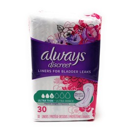 Always Discreet, Incontinence Light Pads, 3 Drops, 30 Pads each (Value Pack of 2)