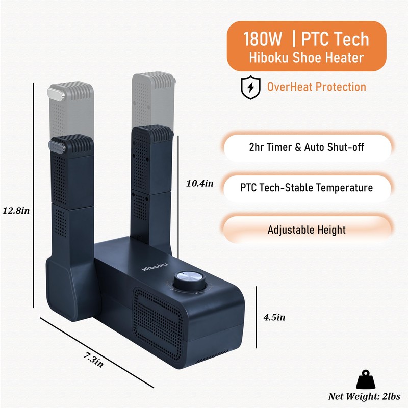 Hiboku PTC Shoe Dryer 180W ABS Compact Adjustable Boot Dryer