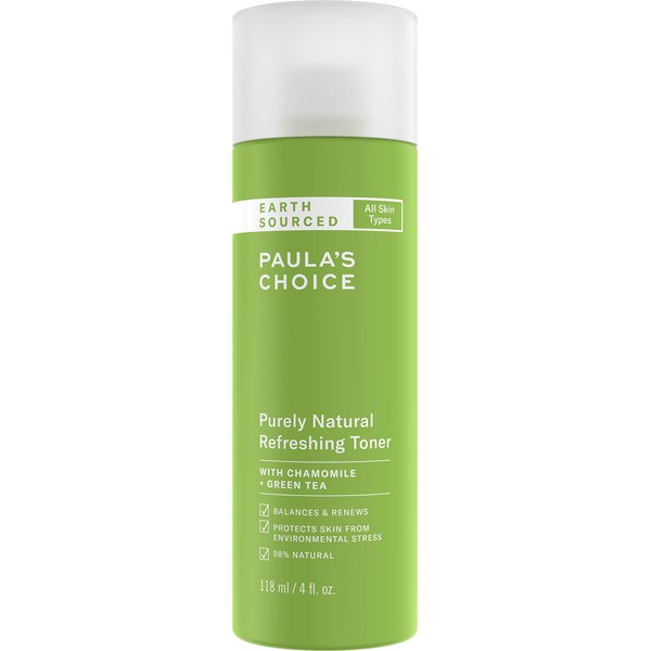 Paula's Choice Earth SOURCED Natural Refreshing Toner, Almond Oil, Chamomile & Green Tea, 98% Natural & Fragrance Free, 4 Ounce