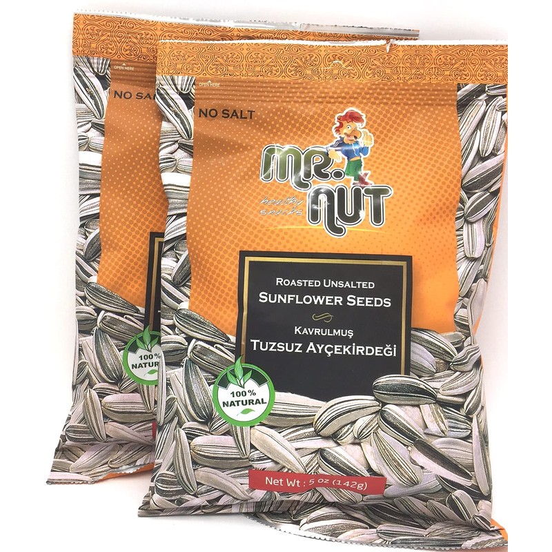 Mr. Nut Mr Nut Roasted UNSALTED SunFlower Seeds 5 oz,PACK
