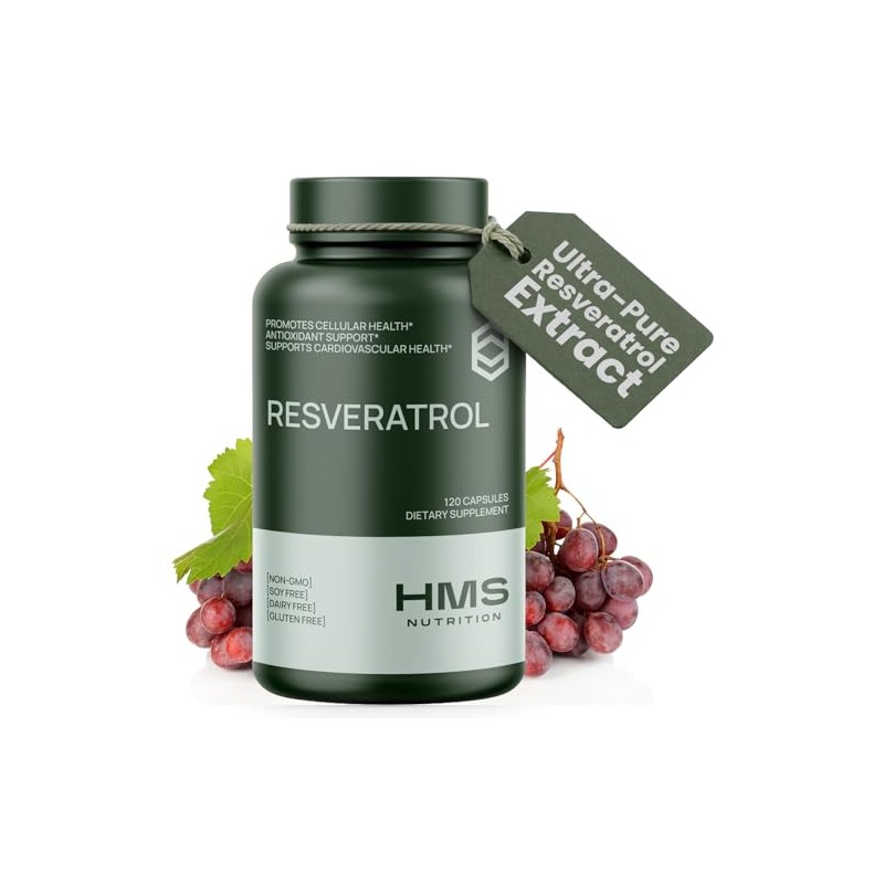 HMS Nutrition Resveratrol 1400 mg 120 cápsulas Trans-resveratrol de alta