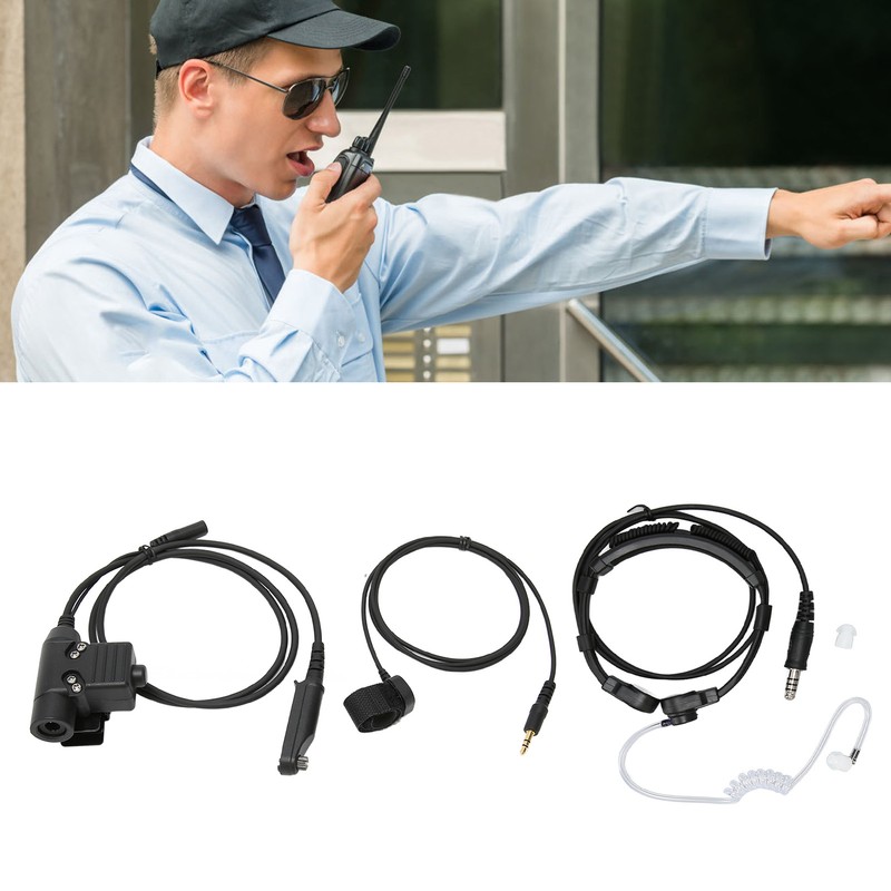Throat Mic Headset 7.1mm Plug with PTT Adapter Push to