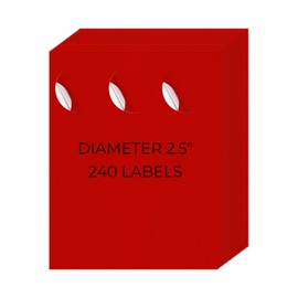 YIKIADA Red Printable Round Labels 2.5 Inch Self-Adhesive Vinyl Address Stickers Removable Blank Mailing Circle Decals for Shipping Inkjet Laser Printer 180 Labels