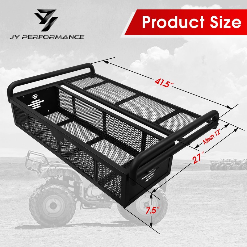 JY Performance ATV Rear Cargo Basket, Universal ATV Racks and