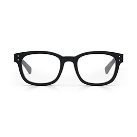 eyebobs Biff Wide Premium Unisex Reading Glasses, Black Front and Temples, 2.25 Strength