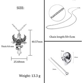 GMXLin Cross Cremation Jewelry Urn Necklace for Ashes Holder Angel Wings Rose Flower Memorial Keepsake Daughter Pendant with Chain Funnel