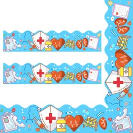65Feet Healthcare Workers Nurse Bulletin Board Borders Roll for Doctor Appreciation Week Nurse Day Party Decoration Medical Nursing Nurse Graduation School Classroom Hospital Bulletin Board Décor（B）