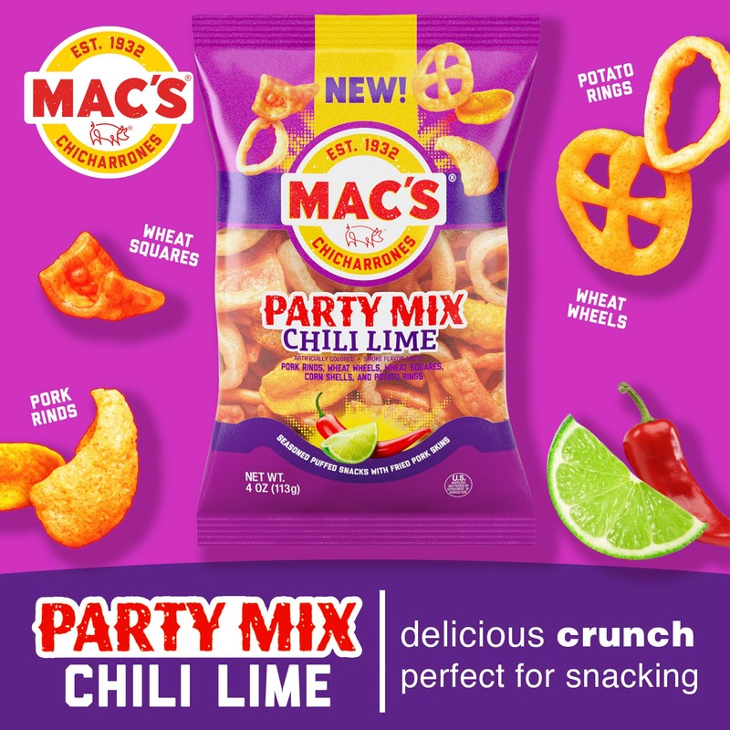 Mac's Chili Lime Pork Skins Party Mix - Chili Lime