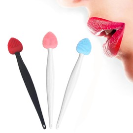Lip Scrub Brush Tool,Double-Sided Silicone Exfoliating Lip Brushes Kits,Gentle Lip Exfoliator Scrubber Brush for Smooth,Soft,Bright,Fuller Healthy Lips (3 Colors)