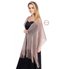 FAIRYGATE Halstuch Damen mit kostenloser Schalschnalle Umschlagtuch Schals & Tücher für Damen Schal Mit Quasten Reversible Shawl Weiches Netz Fransen Wraps für Hochzeit Party A0521