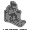 'Beginner Skier' Rubber Stamp - Unmounted Design for Crafting &