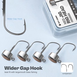 Ned Rig Jig Heads, 20 Pack Finesse Mushroom Jig Hooks Kit for Bass Fishing 1/16oz