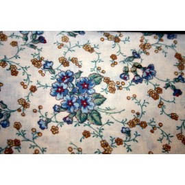 BOUQUETS OF BLUE FLOWERS ON OFF WHITE - 100% COTTON FABRIC