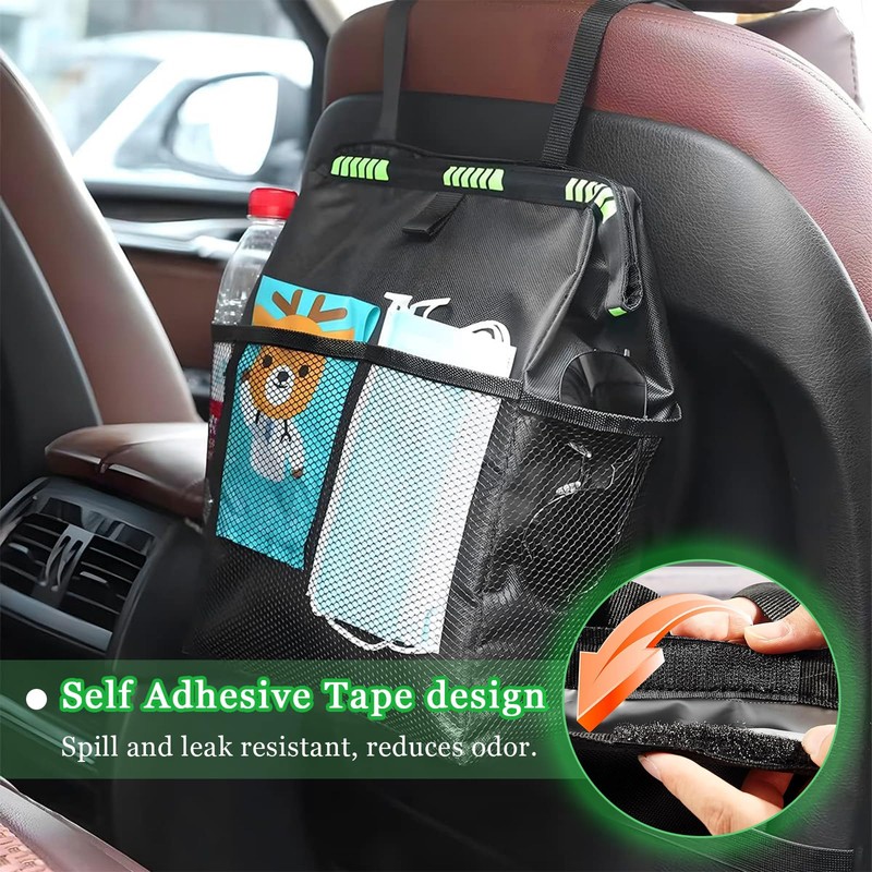 HIAHXC Car Bin Foldable Hanging Car Trash Bin with Storage