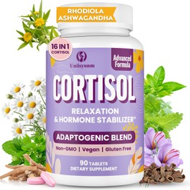 Cortisol Supplements for Women, 16 IN 1 Cortisol Detox for Women, with Magnesium, Ashwagandha, L-Theanine & Probiotics, Cortisol Reducer Manager for Hormone Balance, Mood & Digestion, 90 Tablets