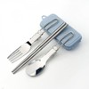 (JQ) Hi Camping Foldable Spoon and Fork Set Portable Chopsticks Blue / (제이큐)하이캠핑 접이식 수저 포크 세트 휴대용 젓가락 블루