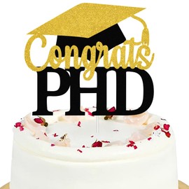 Decoración para tartas con purpurina, color negro con purpurina, decoración para tartas de clase de 2023, decoración para graduados, PHD de graduación