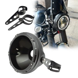 HARPUOU 7 Inch LED Motorcycle Headlight Housing Bucket with Lamp Shell Side Mount Brakcet for Motorcycles with 32MM to 40MM Fork Tubes