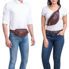 STILORD 'Eliah' Leather Waist Bag Vintage | Unisex Belt Bag for Travel, Festivals, and Outdoor | Genuine Leather Fanny Pack for Phone, Camera, and Valuables, Colour:maraska - Dark Brown